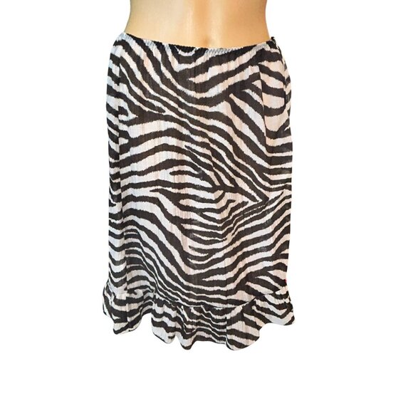 J.Crew Womens Crinkled ruffle-trim skirt in zebra print Small NWT Coastal Beach - Picture 1 of 10